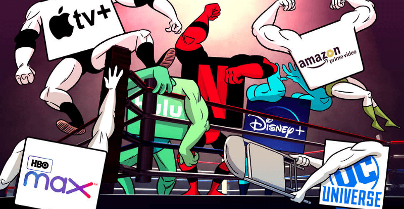 This cartoon perfectly illustrates how each streaming service is battling it out to gain more subscribers and come out on top to be the most successful. Photo Credit: Jason Hoffman/Thrillist